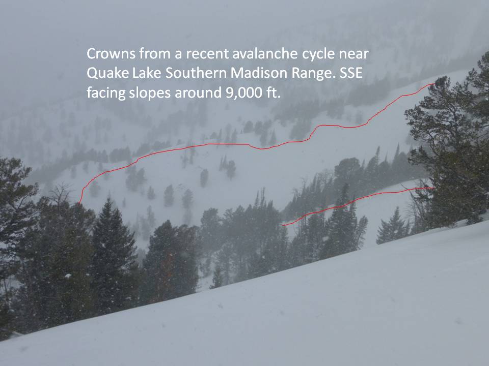 Natural Avalanches Near Quake Lake - 2/16/14